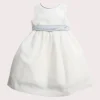 Pepa London Sleeveless Ivory Flower Girl Dress with Blue Silk Sash (6mths-10yrs)