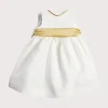 Pepa London Sleeveless Ivory Flower Girl Dress with Green Silk Sash (6mths-10yrs)