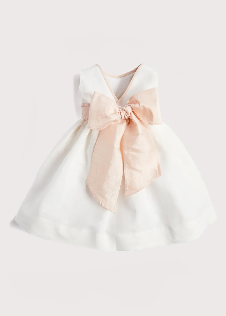 Pepa London Sleeveless Ivory Flower Girl Dress with Pink Silk Sash (6mths-10yrs)