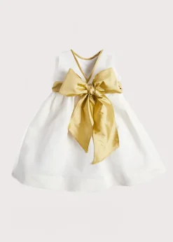 Pepa London Sleeveless Ivory Flower Girl Dress with Green Silk Sash (6mths-10yrs)