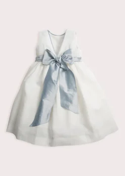 Pepa London Sleeveless Ivory Flower Girl Dress with Blue Silk Sash (6mths-10yrs)