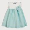 Pepa London Sleeveless Trapeze Dress With Bow Detail in Green (12mths-10yrs)