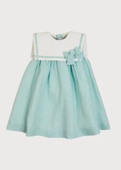 Pepa London Sleeveless Trapeze Dress With Bow Detail in Green (12mths-10yrs)