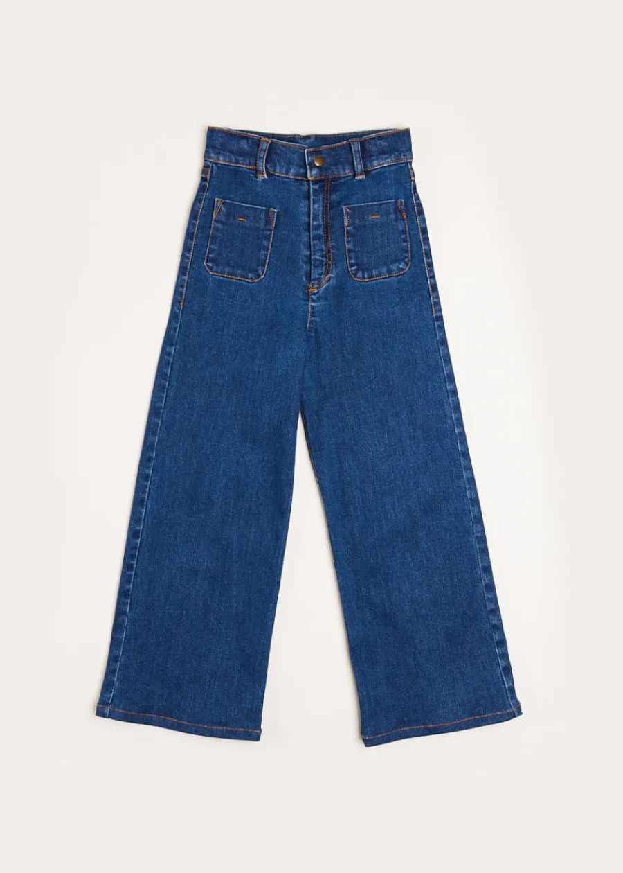 Pepa London Soft Denim Wide Leg Trousers in Denim Blue (3-10yrs)