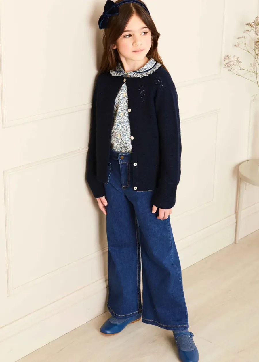 Pepa London Soft Denim Wide Leg Trousers in Denim Blue (3-10yrs)
