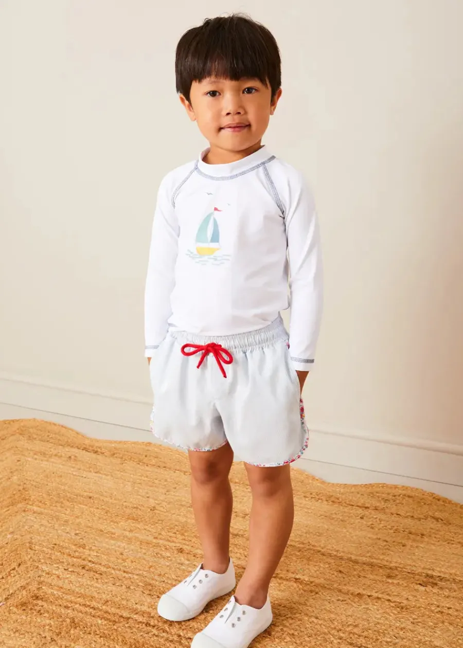 BOY Pepa London Striped Contrast Trim Swim Shorts in Blue (2-10yrs)