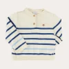 BOY Pepa London Striped Crewneck Button Detail Jumper in Blue (12mths-10yrs)