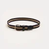 BOY Pepa London Striped Leather Braided Belt in Blue (XS-S)
