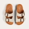 Pepa London Suede Buckle Detail Sandals in Beige (28-35EU)