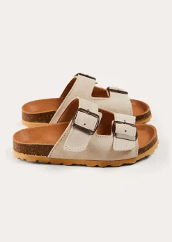 Pepa London Suede Buckle Detail Sandals in Beige (28-35EU)