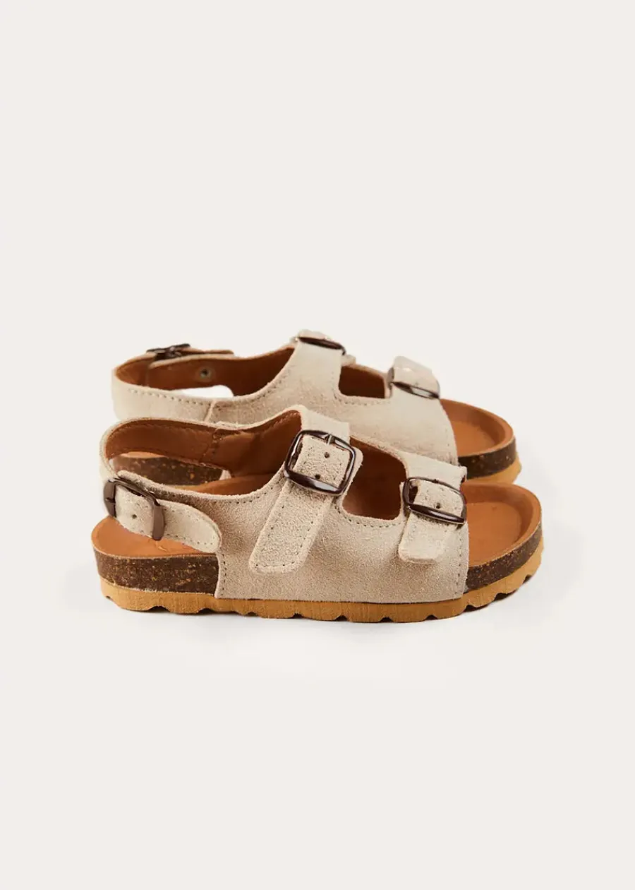 BOY Pepa London Suede Buckle Detail Strappy Sandals in Beige (21-27EU)