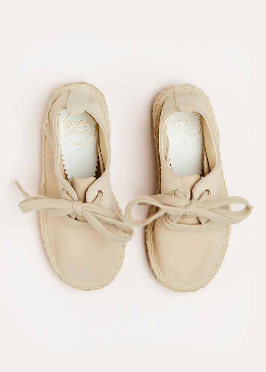BOY Pepa London Suede Lace-up Espadrilles in Beige (24-35EU)