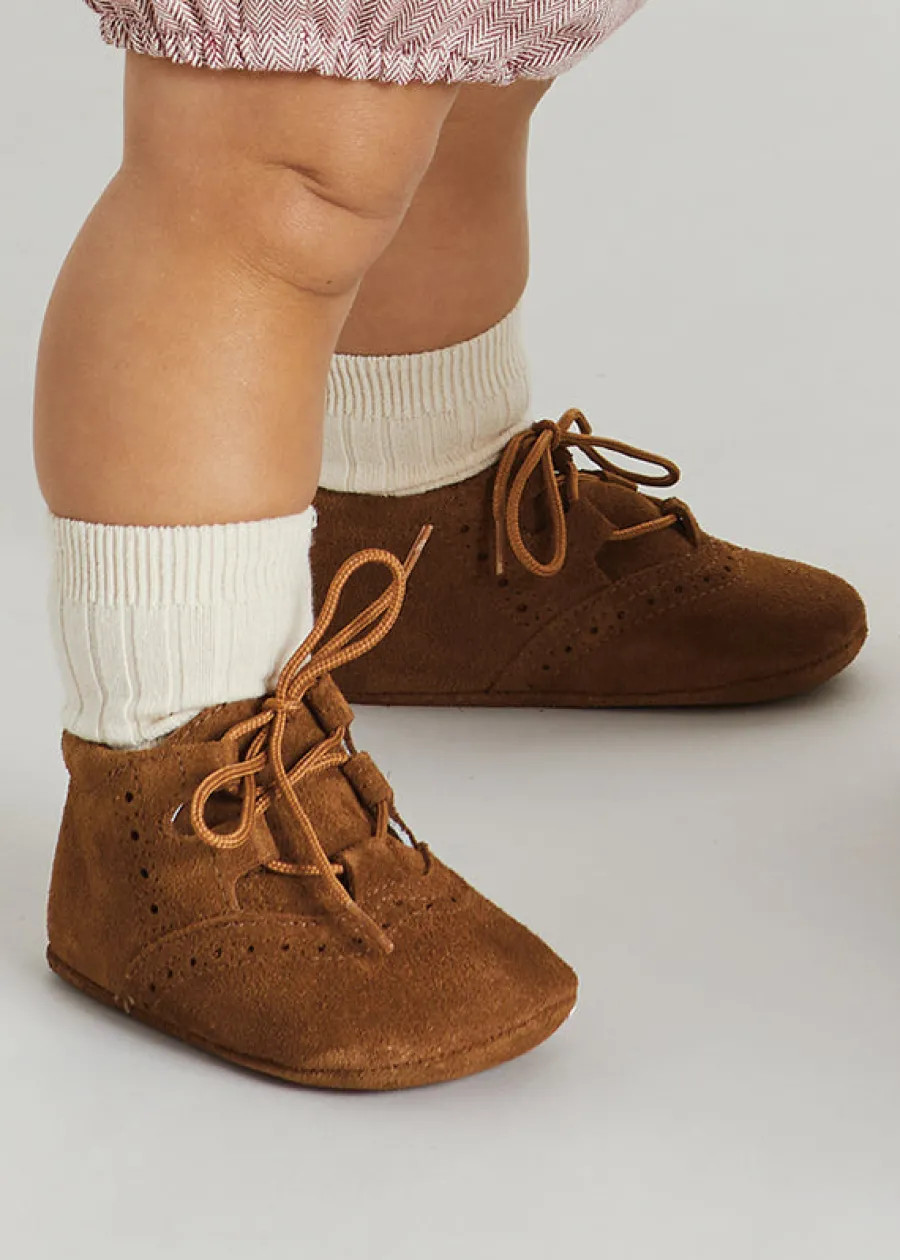BOY Pepa London Suede Oxford Pram Booties in Brown (17-20EU)