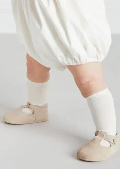 BOY Pepa London Suede T-Bar Pram Shoes in Beige (17-20EU)