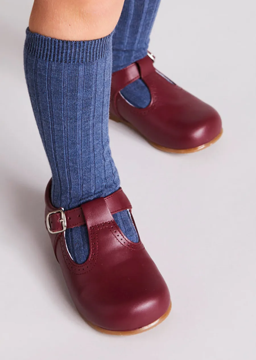 BOY Pepa London T-Bar Baby Shoes in Burgundy (20-26EU)