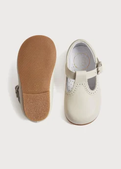BOY Pepa London T-Bar Leather Baby Shoes in Ivory (20-24EU)