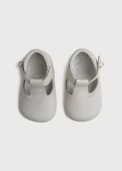BOY Pepa London T-Bar Leather Pram Shoes in Ivory (17-20EU)