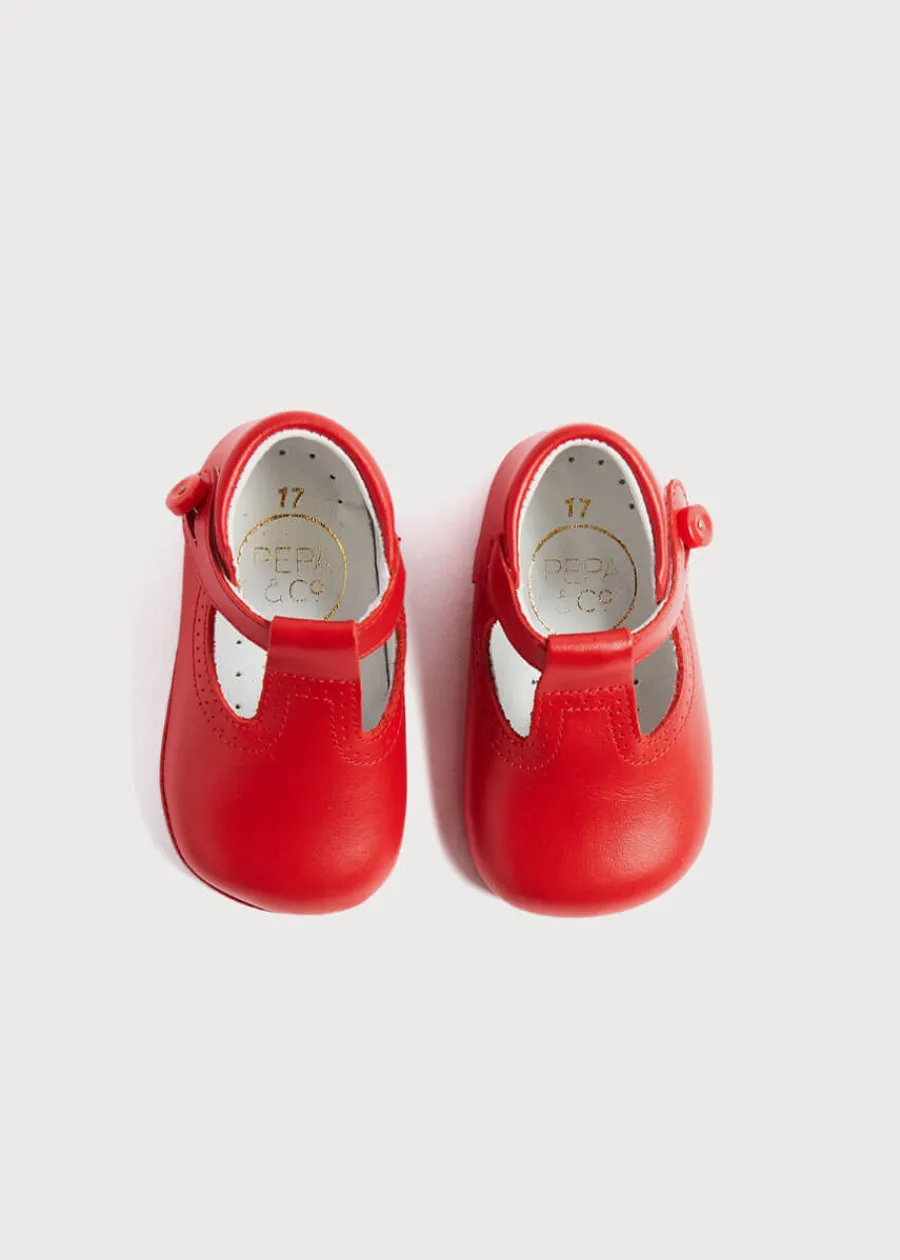 BOY Pepa London T-Bar Pram Shoes in Red (17-20EU)