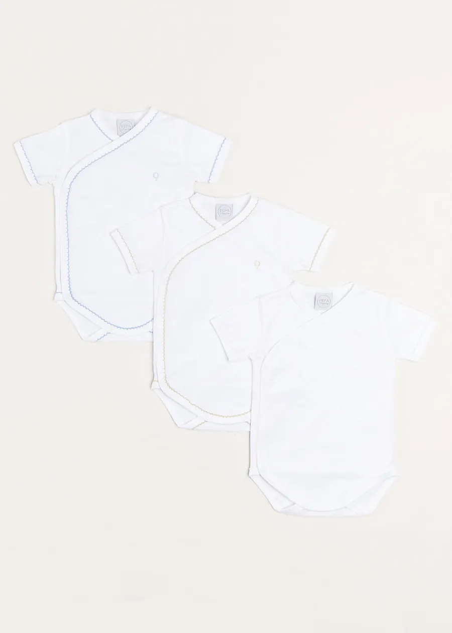 Pepa London Three Short Sleeve Bodysuit Embroidered Set (1mth-12mths)