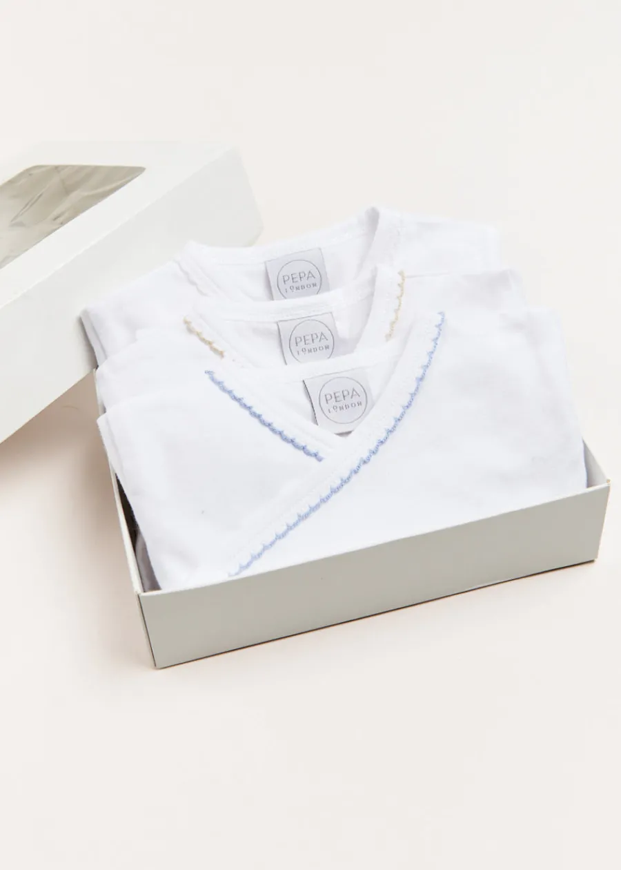 Pepa London Three Short Sleeve Bodysuit Embroidered Set (1mth-12mths)