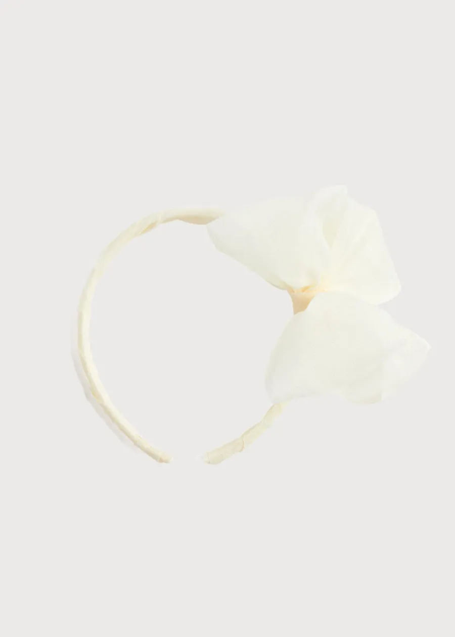 BOY Pepa London Traditional Big Bow Tulle Hairband in Ivory