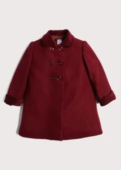 BOY Pepa London Traditional Double Breasted Coat in Burgundy (12mths-10yrs)