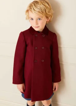 BOY Pepa London Traditional Double Breasted Coat in Burgundy (12mths-10yrs)