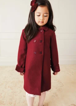 BOY Pepa London Traditional Double Breasted Coat in Burgundy (12mths-10yrs)