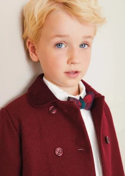 BOY Pepa London Traditional Double Breasted Coat in Burgundy (12mths-10yrs)