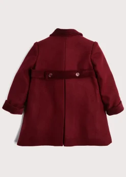 BOY Pepa London Traditional Double Breasted Coat in Burgundy (12mths-10yrs)