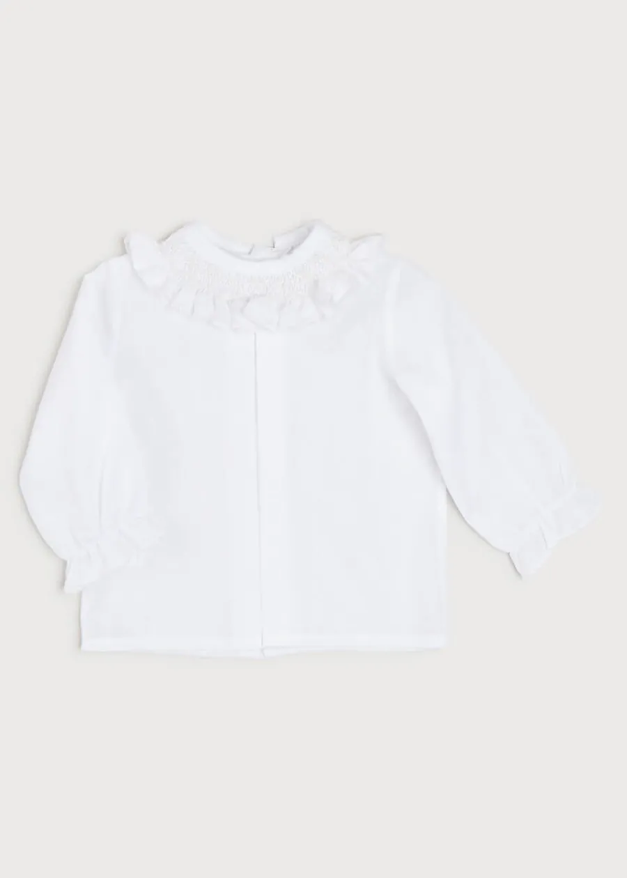 Pepa London Traditional Hand Smocked Blouse in Off White (0-12mths)