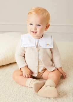 BOY Pepa London Train Embroidery Statement Collar Short Sleeve Bodysuit in Green (3mths-2yrs)