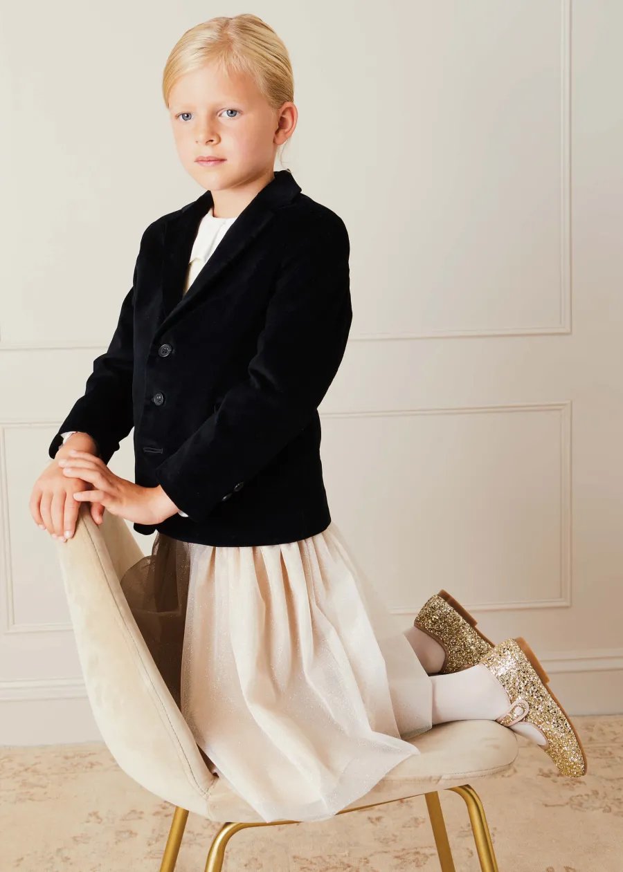 Pepa London Tulle Glittery Skirt in Gold (18M-10Y)