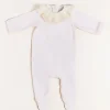 Pepa London Velour Lace Trim Collar All-In-One in Pink (1mth-12mths)