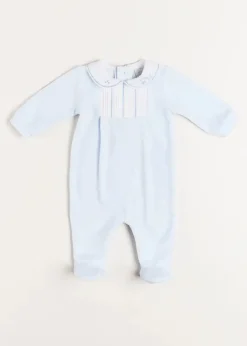 Pepa London Velour Peter Pan Collar All-In-One in Blue (1mth-12mths)