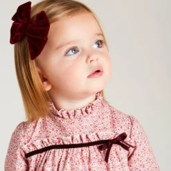 BOY Pepa London Velvet Big-Bow Clip in Burgundy