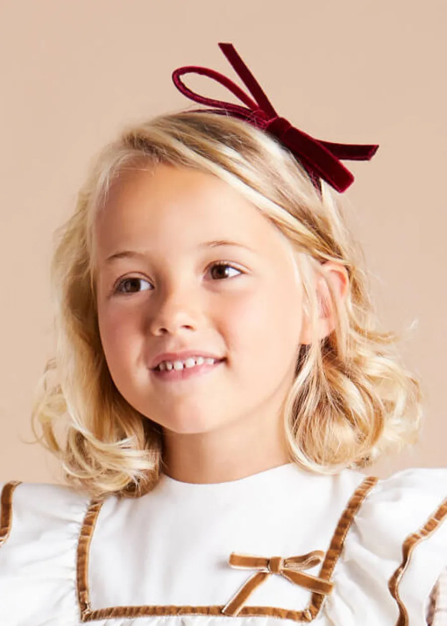 BOY Pepa London Velvet Hairband with Thin Burgundy Bow