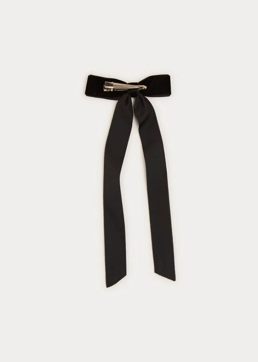 BOY Pepa London Velvet Long Bow Clip in Black