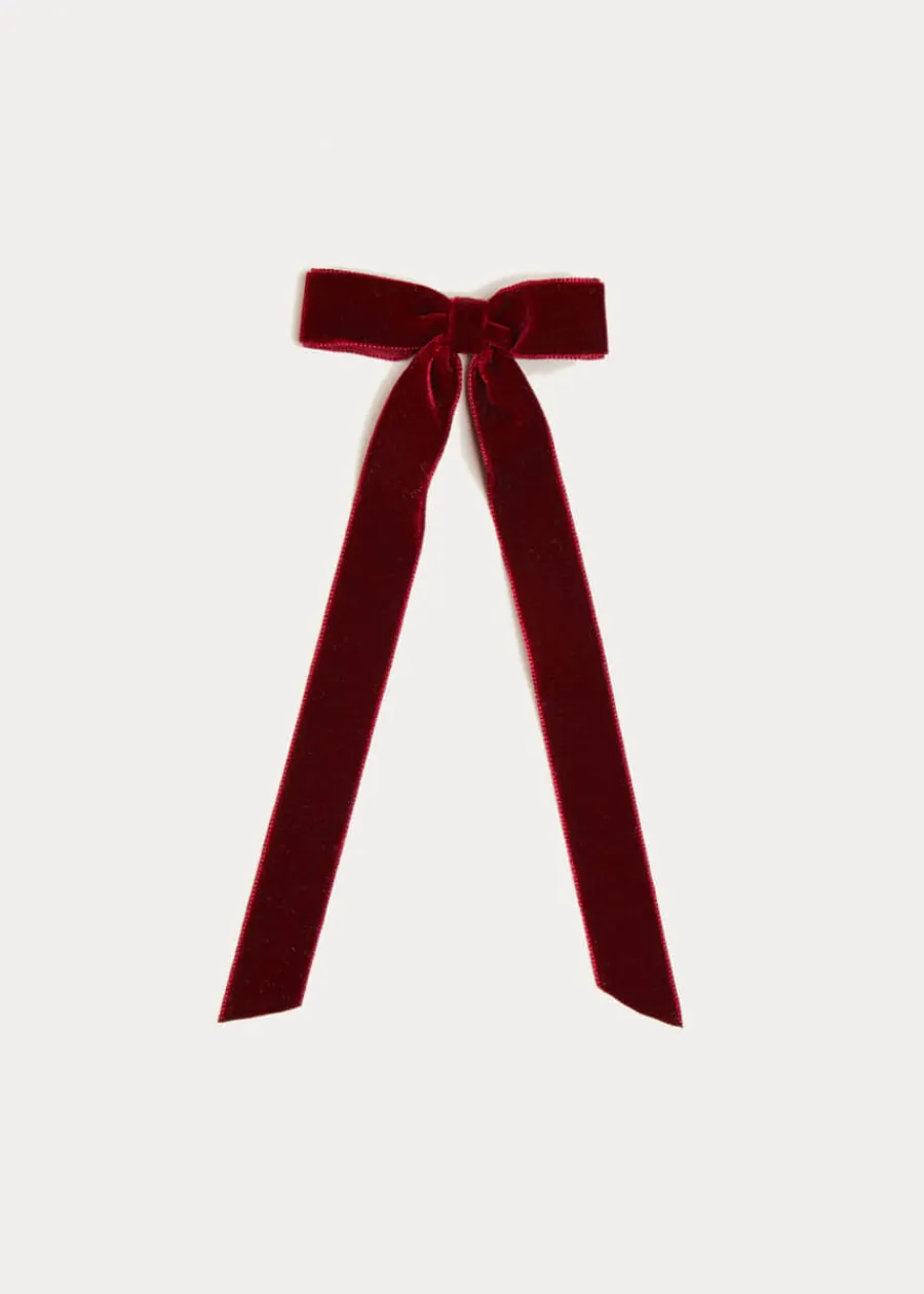 BOY Pepa London Velvet Long-Bow Clip in Burgundy