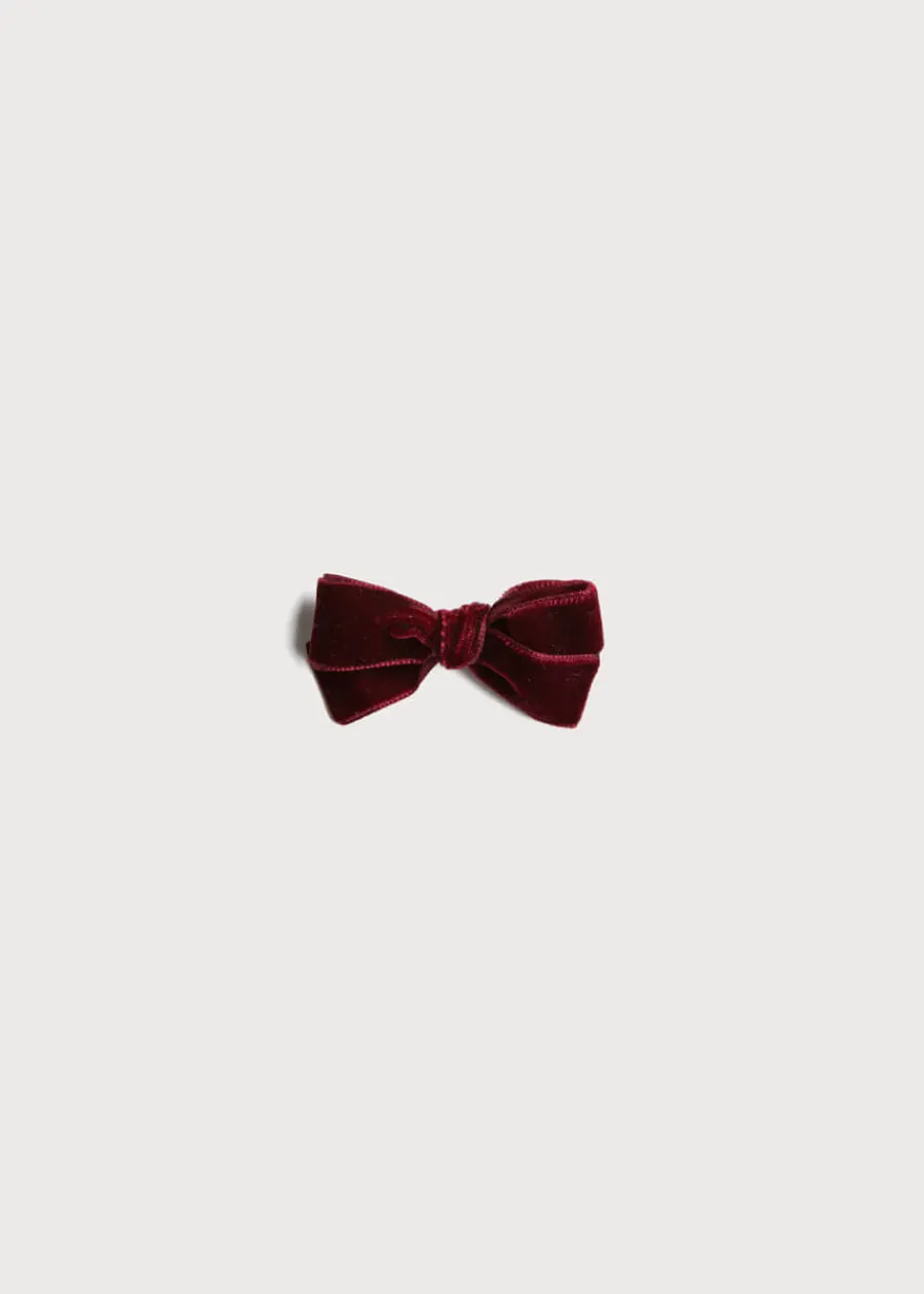 BOY Pepa London Velvet Medium-Bow Clip in Burgundy