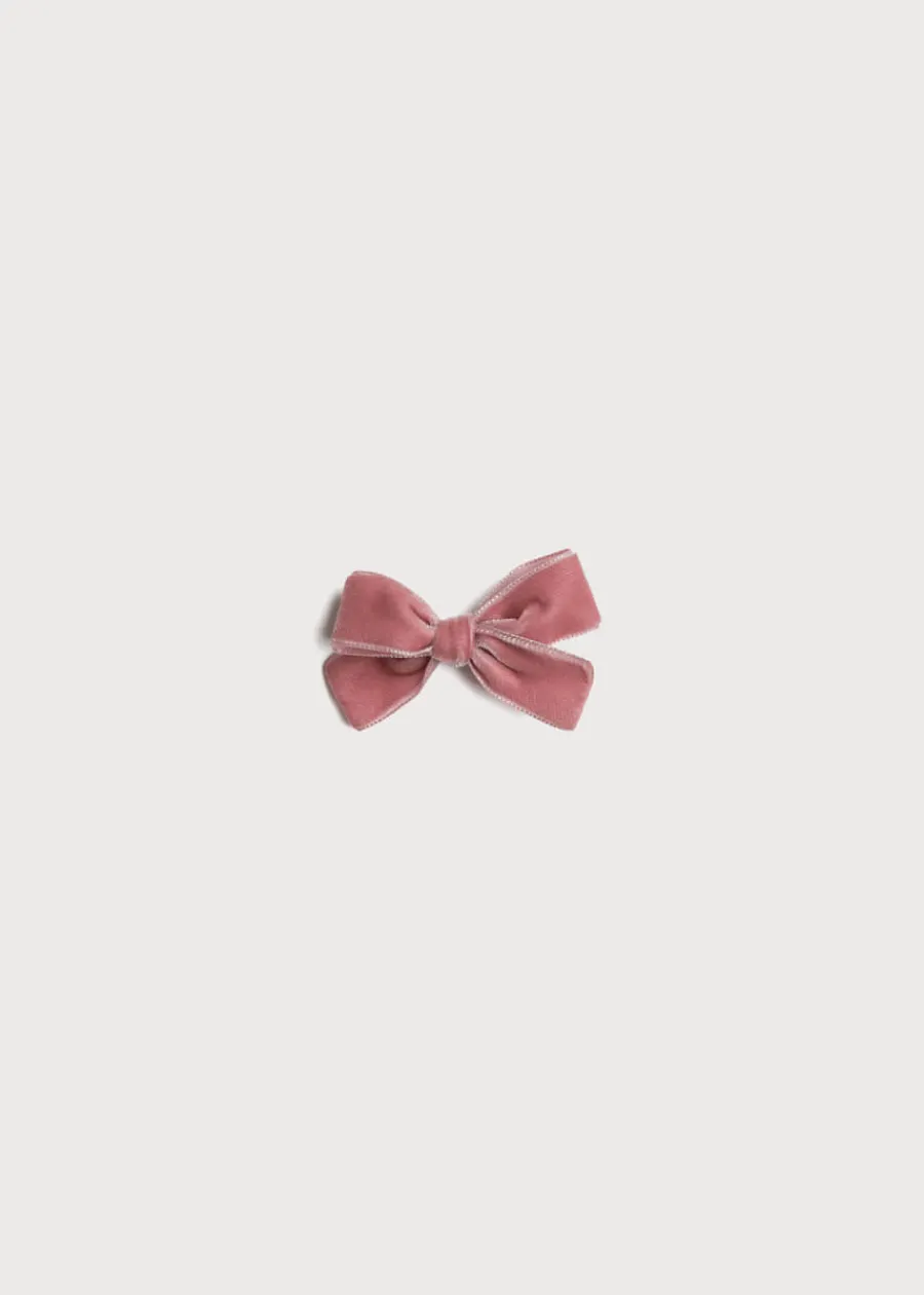 BOY Pepa London Velvet Medium-Bow Clip in Pink
