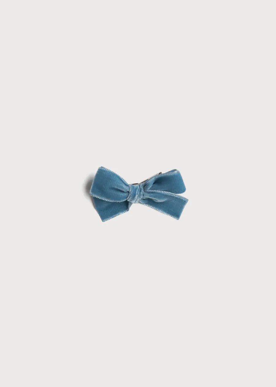 BOY Pepa London Velvet Medium-Bow Clip in Blue