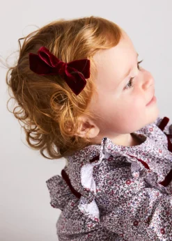 BOY Pepa London Velvet Medium-Bow Clip in Burgundy