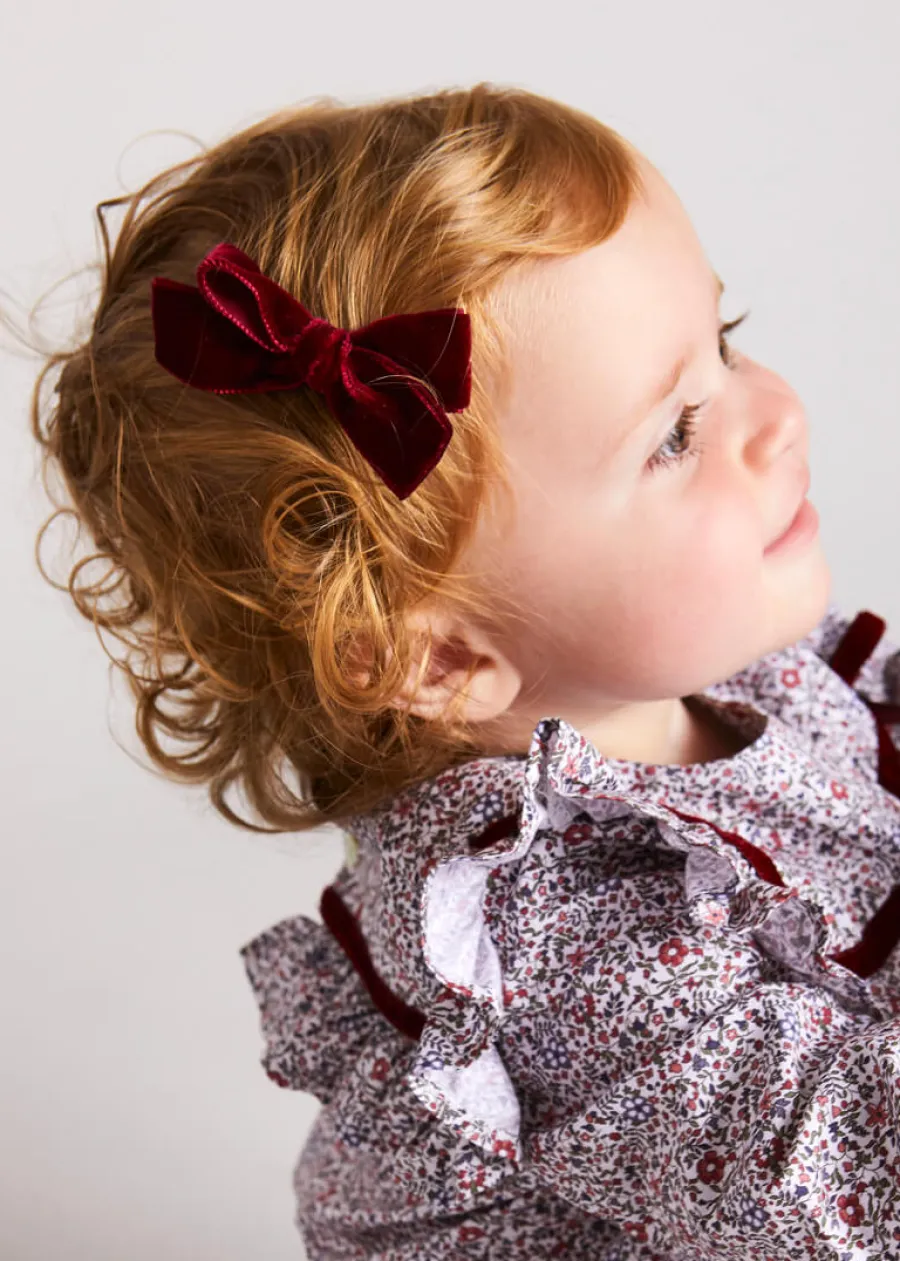 BOY Pepa London Velvet Medium-Bow Clip in Burgundy