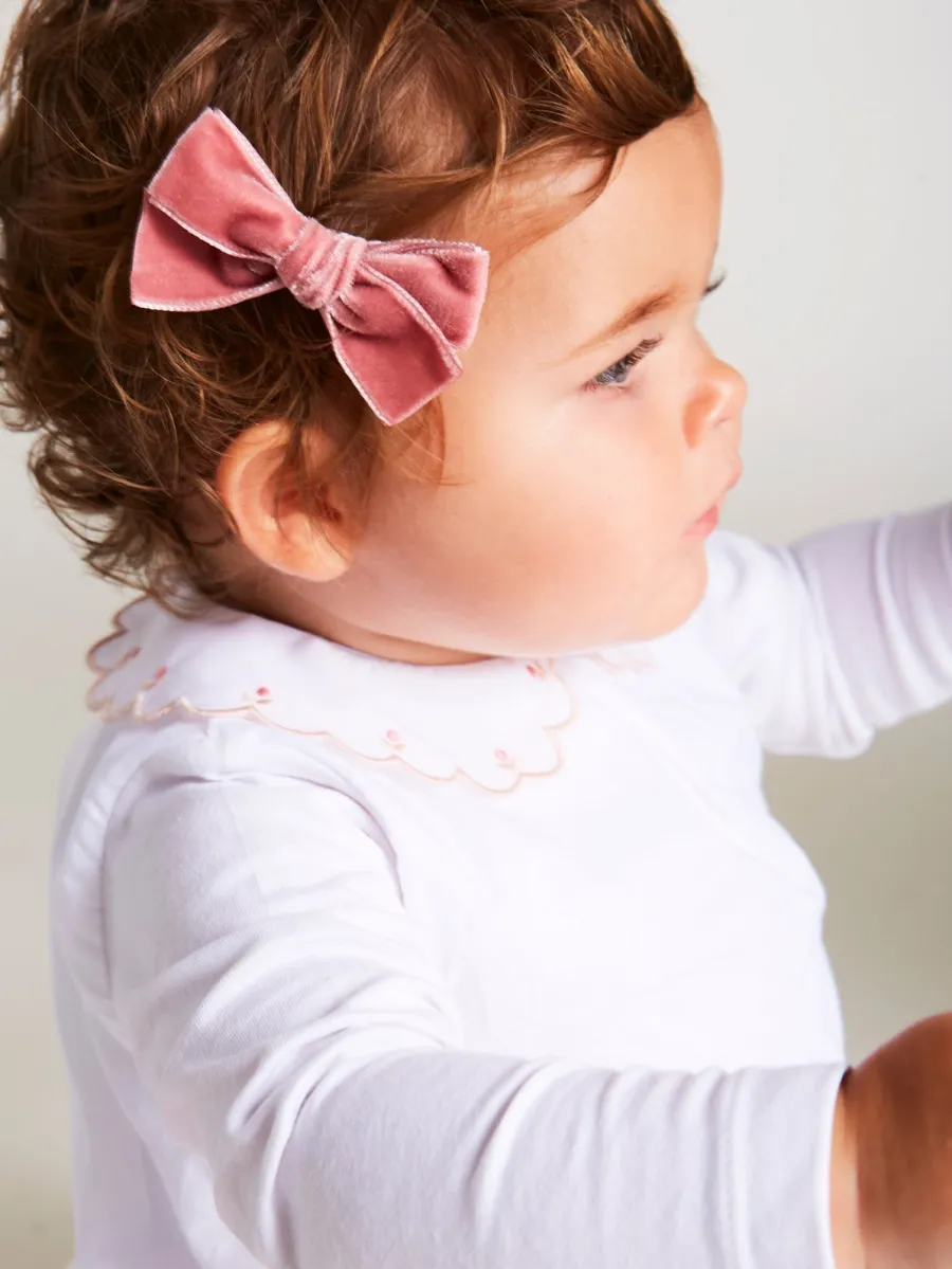 BOY Pepa London Velvet Medium-Bow Clip in Pink
