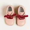 BOY Pepa London Velvet Ribbon Baby Booties in Pink (20-26EU)