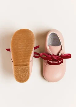 BOY Pepa London Velvet Ribbon Baby Booties in Pink (20-26EU)