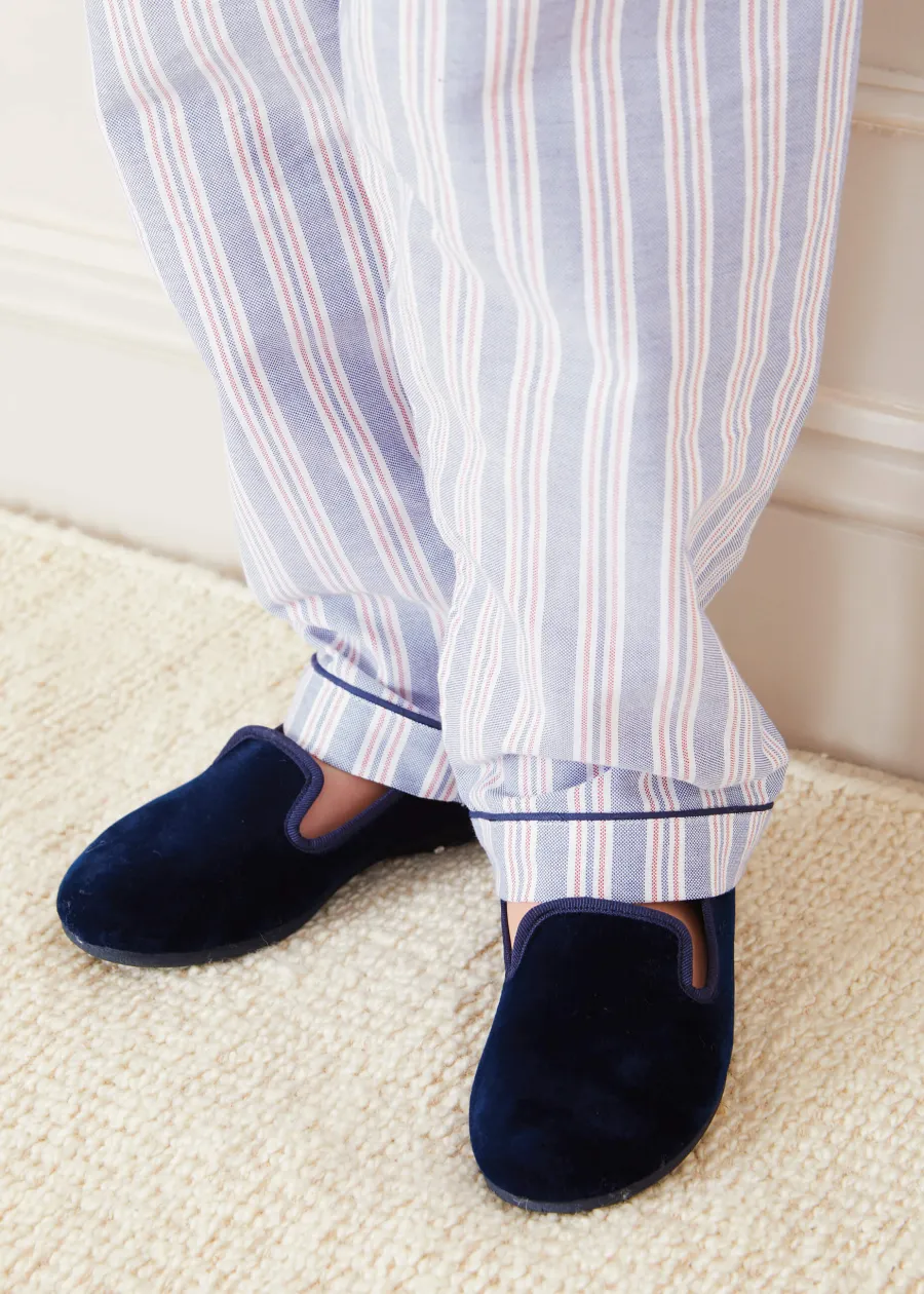 BOY Pepa London Velvet Slippers In Navy (24-34EU)