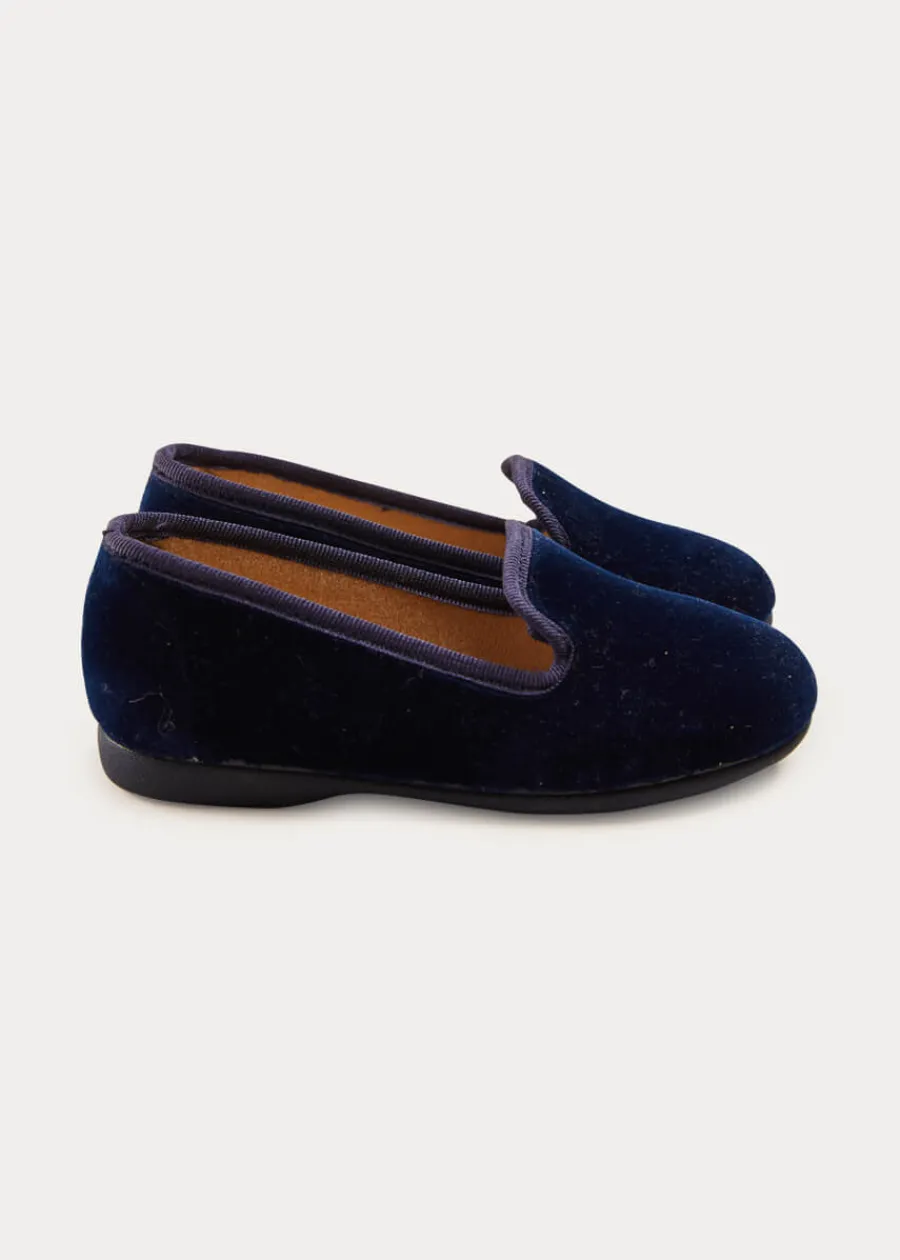 BOY Pepa London Velvet Slippers In Navy (24-34EU)