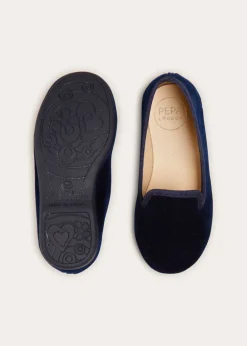 BOY Pepa London Velvet Slippers In Navy (24-34EU)